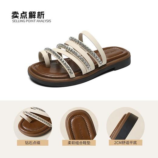 ZHR则则水钻平底夹趾拖鞋女鞋2025夏季新款时髦洋气舒适透气鞋子 商品图6