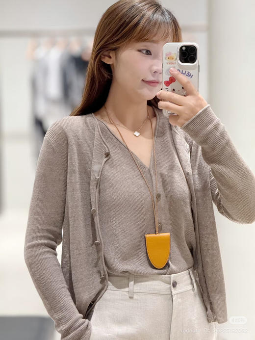 625-6 排他性独家圆正 小禾 核桃色 进口亚麻 针织背心 针织开衫 胖瓜穿L 商品图0