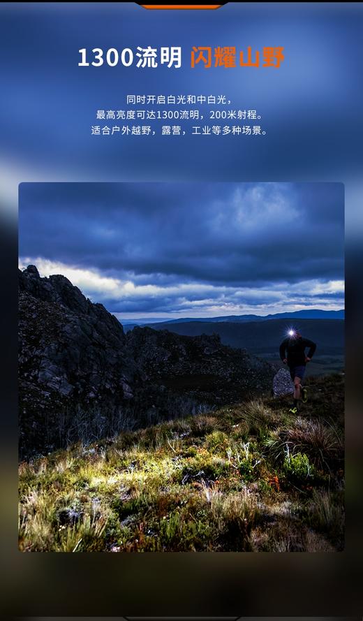 Fenix菲尼克斯HP12R-T超长续航310小时可充电强光头戴式钓鱼越野跑头灯 商品图2