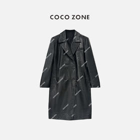 COCO ZONE“真羊皮”高级感翻驳领褶皱纹理皮质外套23C30104