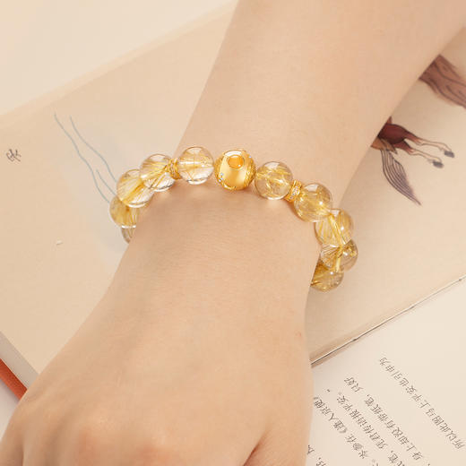 五行“喜土”系列 一路生发 天然金发晶手链串 商品图4