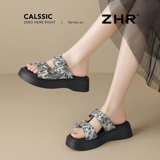 ZHR厚底拖鞋女2025夏季新款新中式国潮外穿一字拖配裙休闲沙滩鞋 商品图7