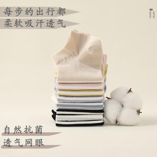 SYWY-X17  【1双】女薄款短袜透气春夏船袜抗菌休闲短筒全棉袜袜袜子夏女士白色短袜 商品图1