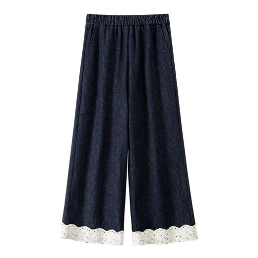 「K」洛诗琳60025气质蕾丝拼接牛仔裤2025夏季刺绣直筒裤10385 商品图4