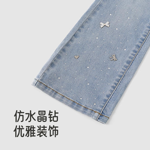 英氏儿童牛仔裤秋季新款女童微喇休闲百搭修身裤子喇叭裤长裤 商品图3