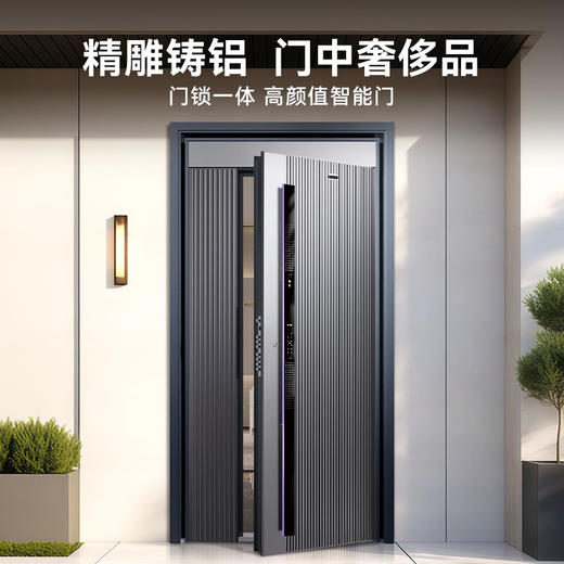 亚太天能智能门精雕铸铝入户门豪华AI三摄全自动防盗进户门M8pro 商品图1