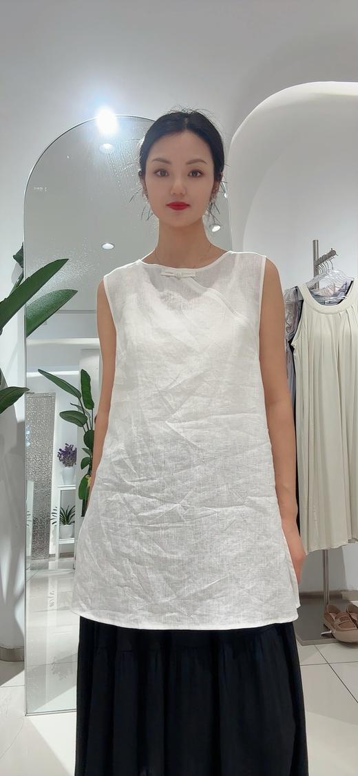 588850全亚麻均码阔版马甲背心，舒适透气百搭，侧开叉不紧绷，长度可遮臀遮腹 商品图2
