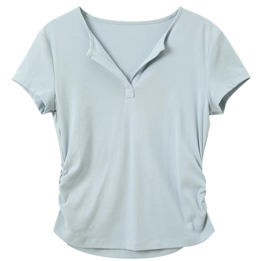 三彩2025秋季新款简约纯色短袖T恤修身收腰套头衫上衣休闲M 商品图4