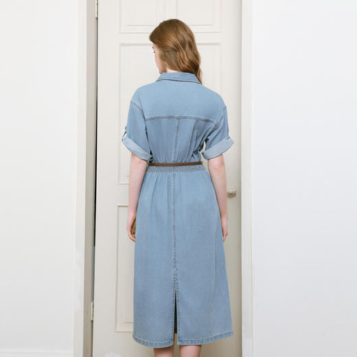 【商场同款】诗凡黎诗凡黎翻边袖口牛仔连衣裙25夏新款中长裙3G4390331 商品图4