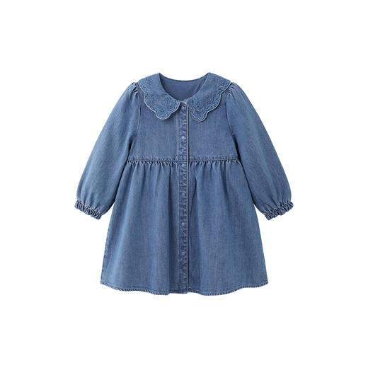 【商场同款】英氏女童连衣裙春秋长袖时尚女童牛仔裙纯棉女生裙子 商品图4