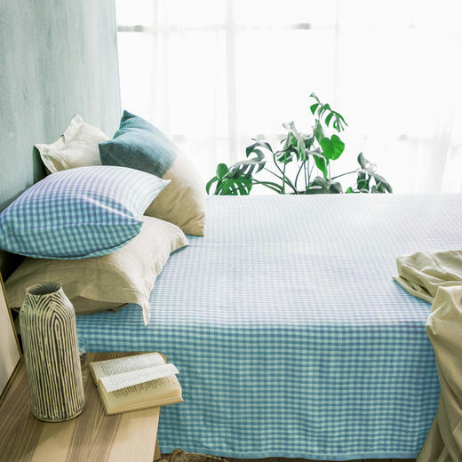 大朴 纯亚麻凉席三件套格子款 四季皆宜透气亲肤 商品图1