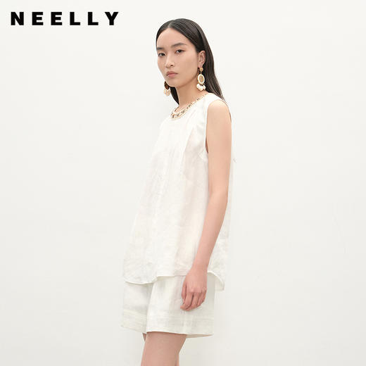 NEELLY纳俪商场同款夏新款显白休闲无袖上衣两件套女百搭时尚套装N25061Z01187 商品图0