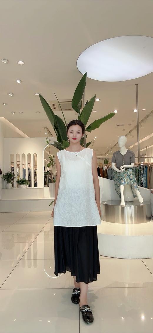 588850全亚麻均码阔版马甲背心，舒适透气百搭，侧开叉不紧绷，长度可遮臀遮腹 商品图3