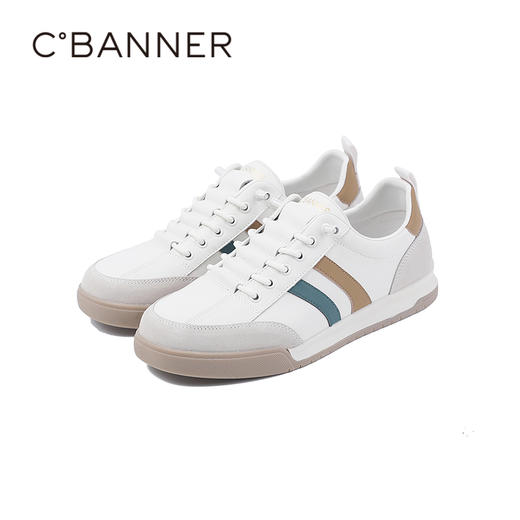 千百度秋季男单鞋活力撞色彩条免系鞋带德训鞋A25407611 商品图5