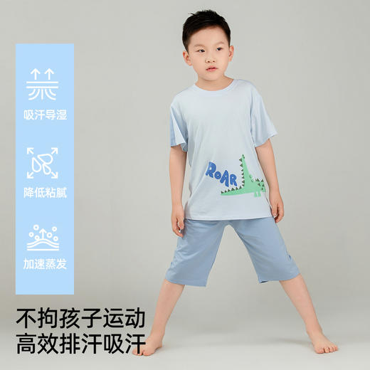 【商场同款】熳洁儿 男童短袖中裤家居服超柔软棉莫套装卡通撞色25203601 商品图4