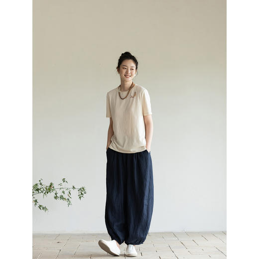 牧衣游原创 进口亚麻裤子轻盈透薄质朴宽松雨露麻休闲裤 杳杳云 商品图2