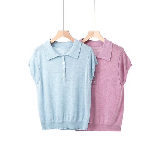 翻领短袖针织衫 商品图2