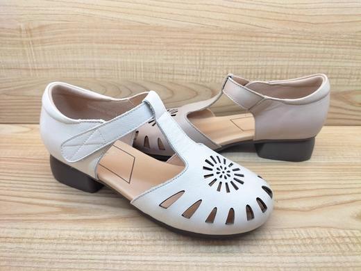 夏季新款豪行舒适休闲女鞋24243058时尚低跟真皮复古凉鞋 商品图3