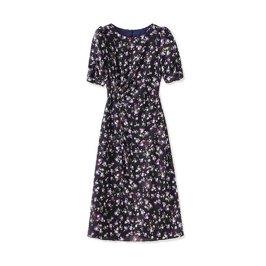 「高货wl」全新升级【铂金会员293/天猫399/差价106】(11937)洛诗琳法式气质印花连衣裙2025夏季收褶开叉收腰优雅裙子 商品图4