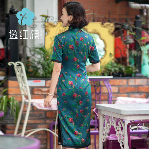 逸红颜【玉竹】软滑滑的真丝气质绿色旗袍 商品图10