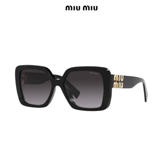 MIU MIU缪缪 简约 镜腿 Logo 醋酸纤维 不规则形 太阳眼镜 女款 黑色（AN） 商品图0