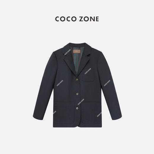 刘一一&COCO ZONE复古翻领西装外套内里条纹单排扣西服24C10185 商品图1