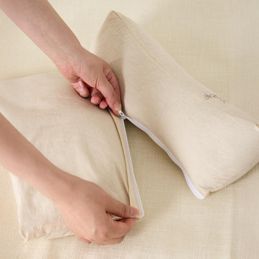 自然醒棉麻三角桥荞麦二合一组合枕芯护颈牵引枕草本多功能枕可拆洗XK 商品图14