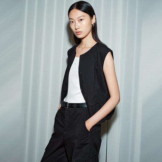 NEELLY纳俪商场同款夏季新款气质开襟云朵马甲女舒适休闲无袖上衣N25071D01015 商品图2