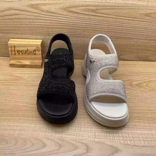 豪行2024年夏季新款厚底时尚水钻百搭休闲女凉鞋24218817 商品图5