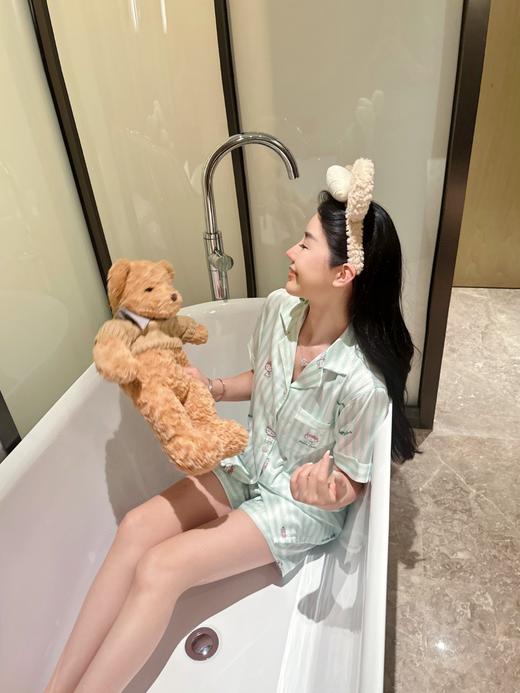 薄款KT条纹睡衣女款夏冰丝薄荷绿短袖可爱甜美可外穿家居服套装 商品图1