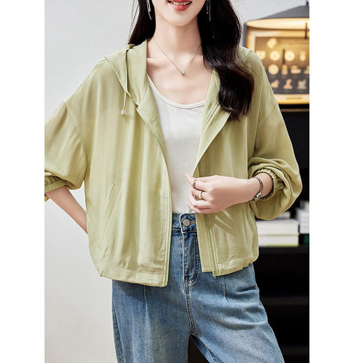 丁摩重磅真丝纯色气质短外套高级感休闲连帽桑蚕丝外套AL0129 商品图2