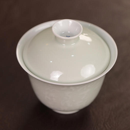 【曰何】豆青釉泥书青花定风波茶碗 盖碗 商品图1