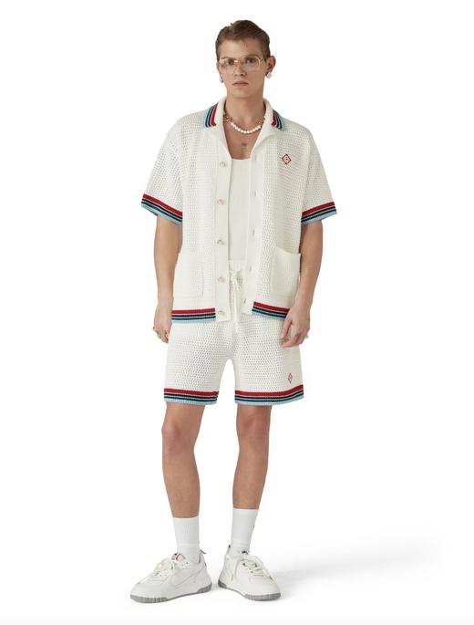 男款logo刺绣钩针针织衬衫 可配套装 商品图3