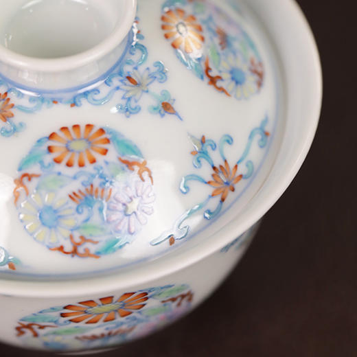 【忘言】斗彩团菊小茶碗 盖碗 曰何文人器 商品图3