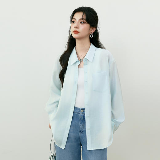 【商场同款】诗凡黎诗凡黎醋纤气质衬衫2025夏新款长袖上衣3G4520641 商品图2