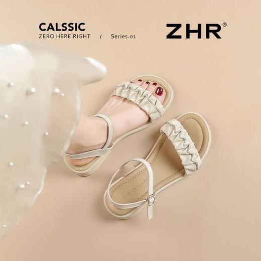 ZHR粗跟凉鞋女2025新款夏季外穿真皮软底上班不累脚水钻凉拖鞋 商品图6