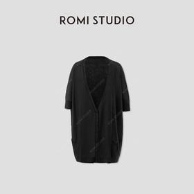 ROMI STUDIO“复古松弛”100%法国进口雨露麻V领长款开衫RWCRST4138【发货时间25-30天】