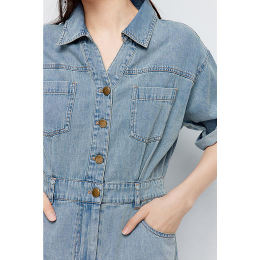 【商场同款】诗凡黎工装牛仔连衣裙2024夏新款中长裙女3F4291671 商品图3