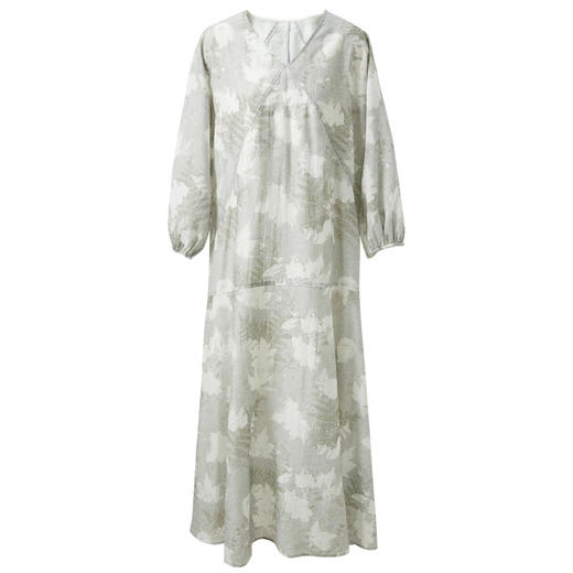 三彩【绿阴幽草】2025夏季新款家居服睡裙V领九分袖长裙可外穿C 商品图4