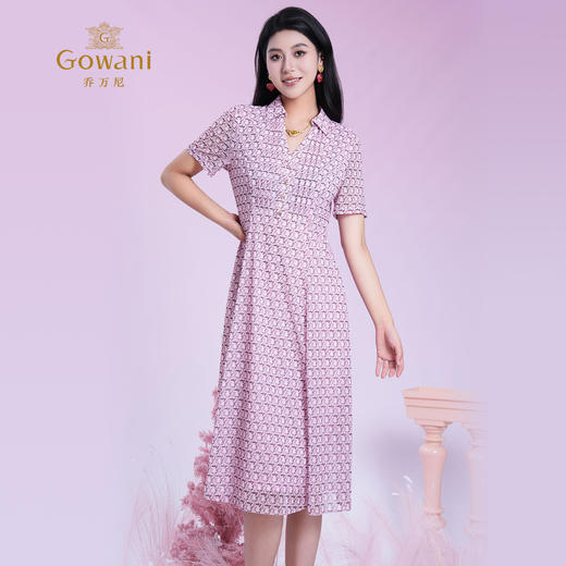 乔万尼新品都市时尚风X型收腰衬衫式连衣裙ED2E539 商品图2