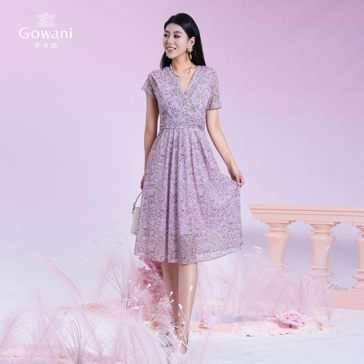 乔万尼新品夏日法式茶歇风碎花连衣裙ED2E506 商品图2