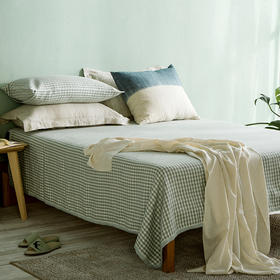 大朴 纯亚麻凉席三件套格子款 四季皆宜透气亲肤