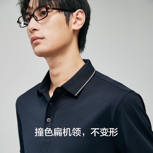 棉仓363802022-3A抗菌桑蚕丝撞色边POLO 商品图1