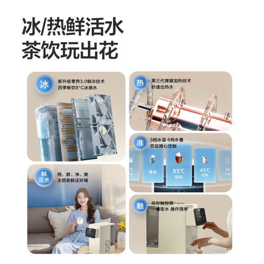海尔（Haier）小红花净水器冰泉鲜活水台式净饮机反渗透免安装直饮出冰感水加热净饮一体机HTS75-1LXZLU1 商品图2