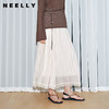 NEELLY纳俪商场同款夏季新款气质褶皱半身裙女百搭高腰灵动长裙N25071E01018 商品缩略图0