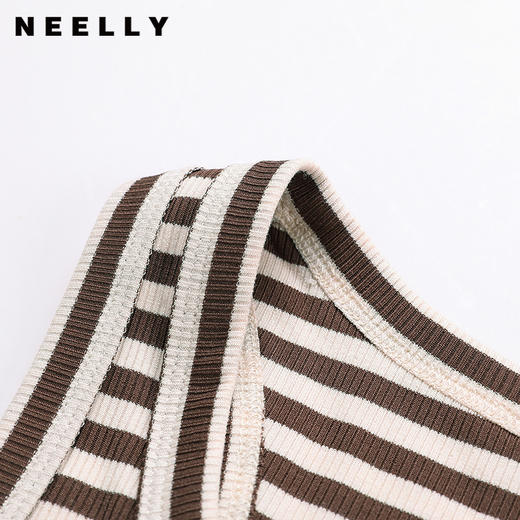 NEELLY纳俪商场同款夏季新款三色坑条针织马甲背心女轻薄软糯上衣N25071T01013 商品图0