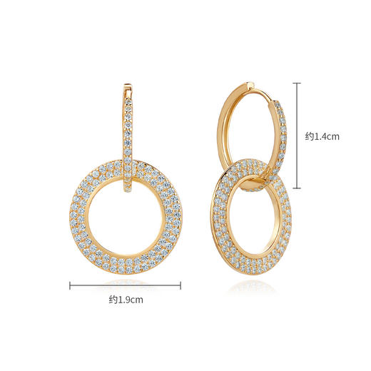 EES48800032SXXXX0000 潮宏基CHJ 集团旗下梵迪 圆形满镶双圈个性时尚银耳钉s925银 商品图1