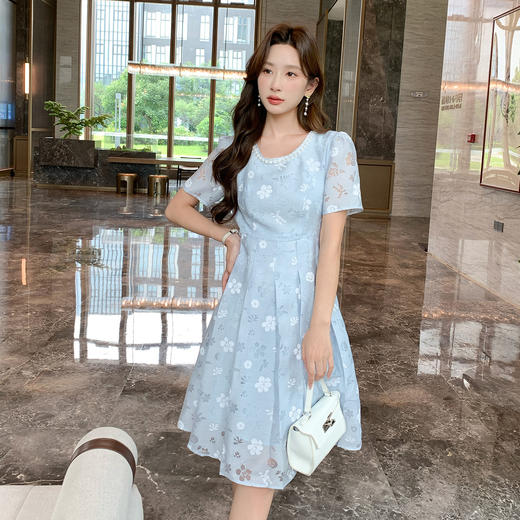 奢姿大码女装2025年夏季胖妹妹印花轻奢时尚优雅修身显瘦连衣裙9952869847 商品图4