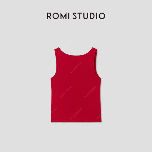 ROMI STUDIO“简约复古”高弹罗纹轻薄柔顺U领修身背心 RWCRSM2725 商品图1
