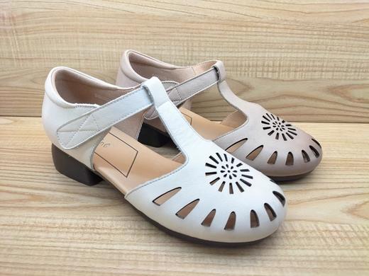 夏季新款豪行舒适休闲女鞋24243058时尚低跟真皮复古凉鞋 商品图1